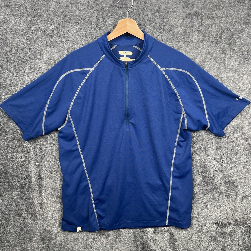 Outdoor Research Half Zip Short Sleeve Hiking Shirt Mens Large Blue Reflective